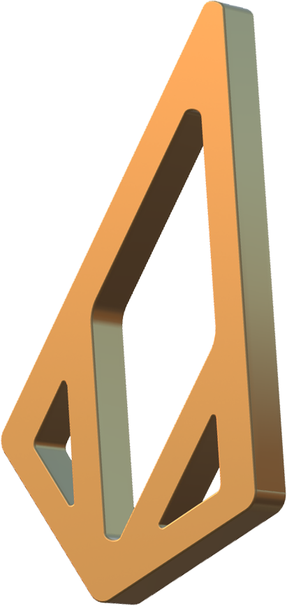 A 3d rendering of a triangle with holes in it on a white background.