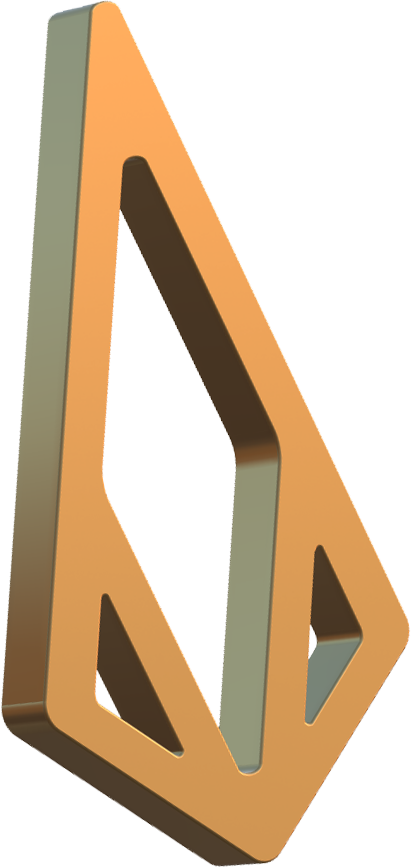 A 3d rendering of a triangle with holes in it on a white background.