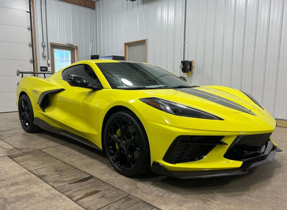 yellow car lined up for ppf service