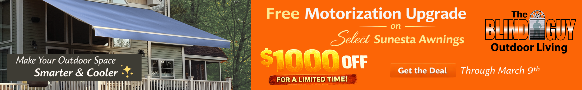 Free Motorization Upgrade on Select Suesta Awnings