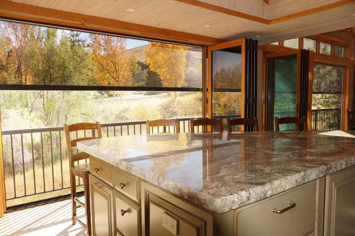 Insolroll Oasis® 2900 Solar Insect Shades in a kitchen near Kalispell, Montana (MT)