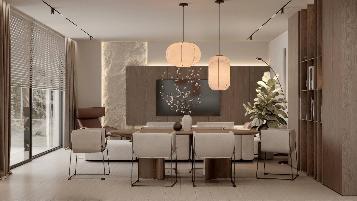 A modern home interior with large windows near Kalispell, MT