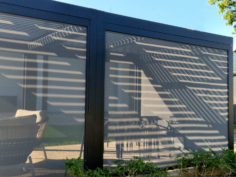 Pergola with outdoor sun shade.