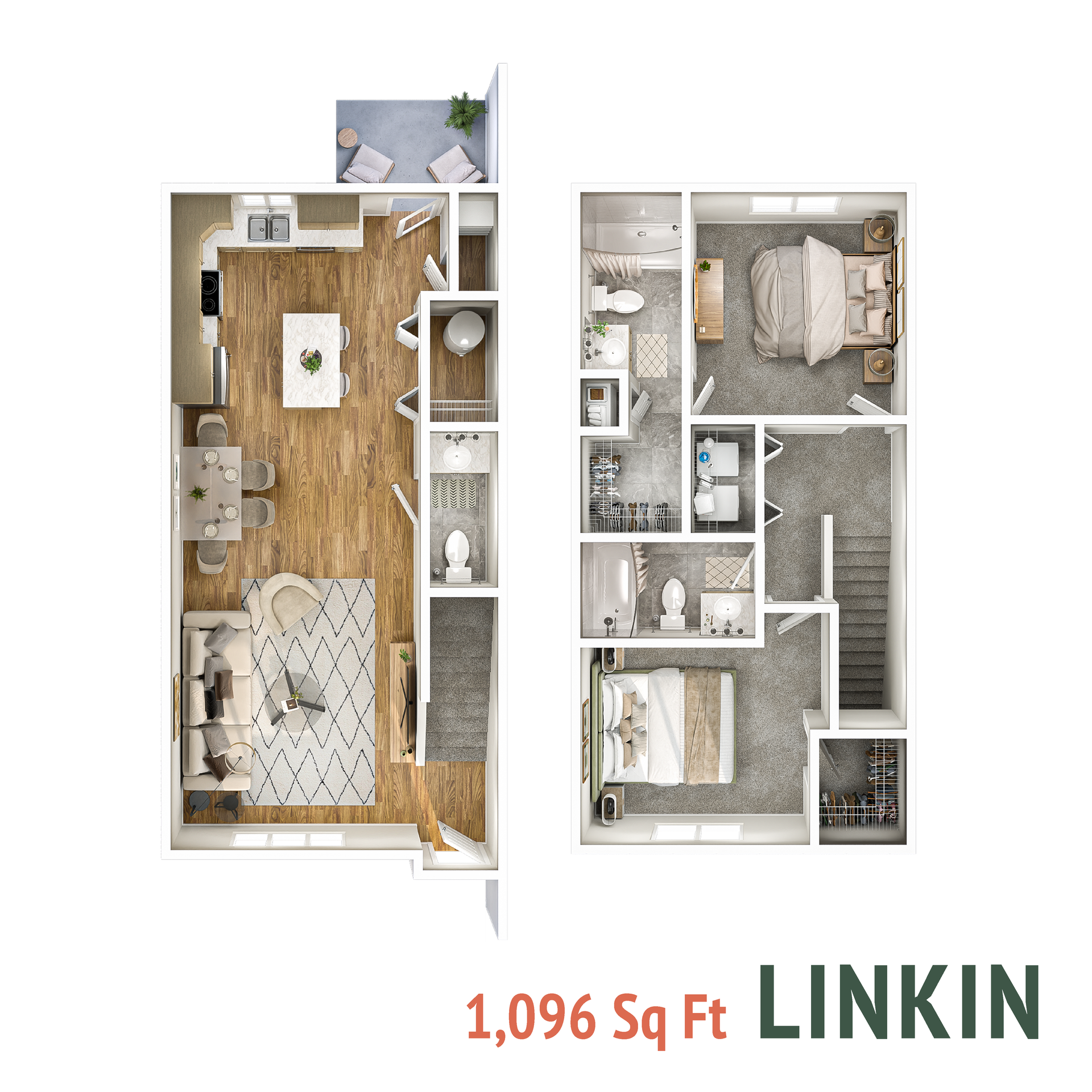 Linkin floor plan with 1,096 square feet