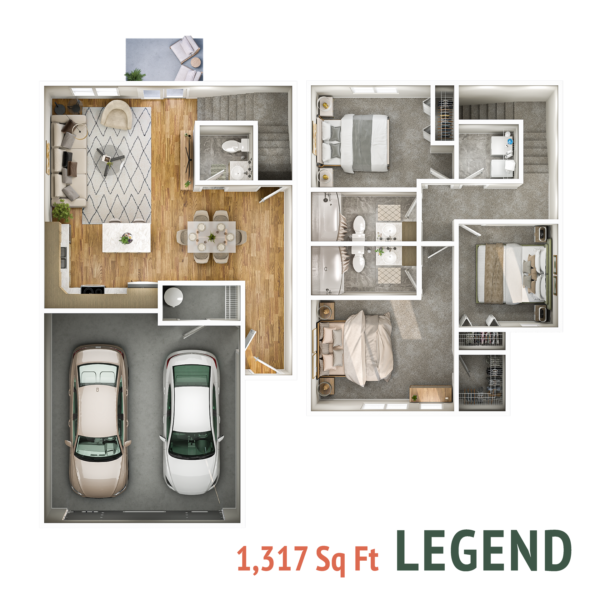 Legend floor plan with 1,317 square feet