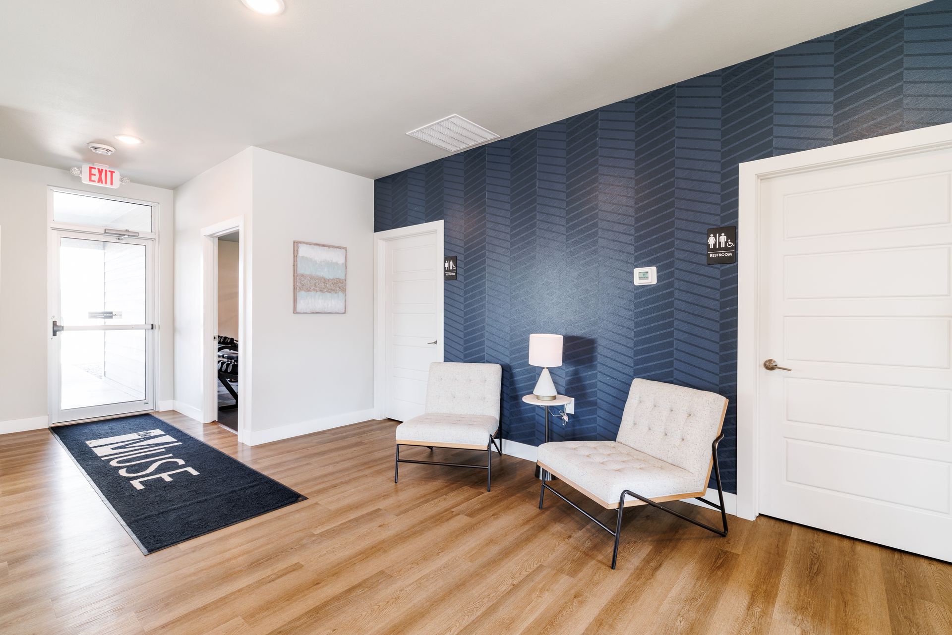 Seating area inside clubhouse.