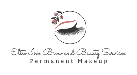 A logo for precision permanent make-up with blue and black letters