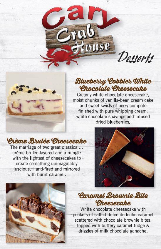 Local Restaurant Cary & Apex, NC, dessert flyer