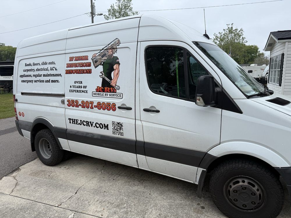 White service van with logo for 