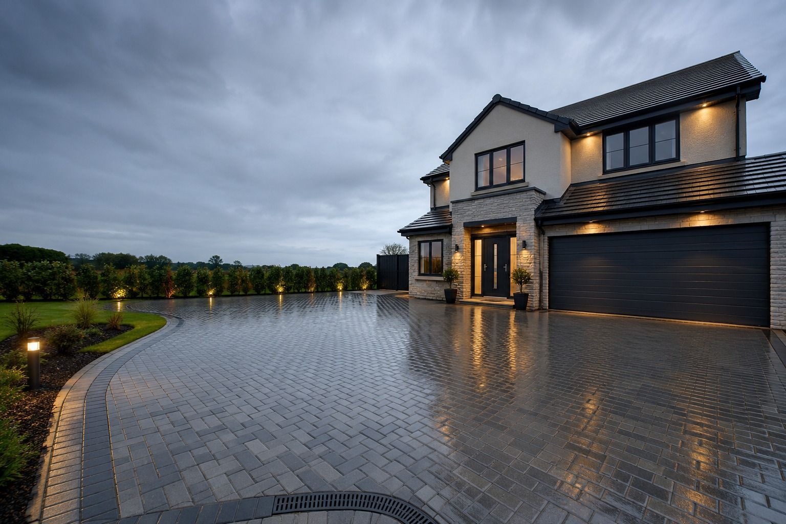 Pear Landscaping Group project gallery Glasgow Completed driveway patio and landscaping project by Pear Landscaping Group in Glasgow