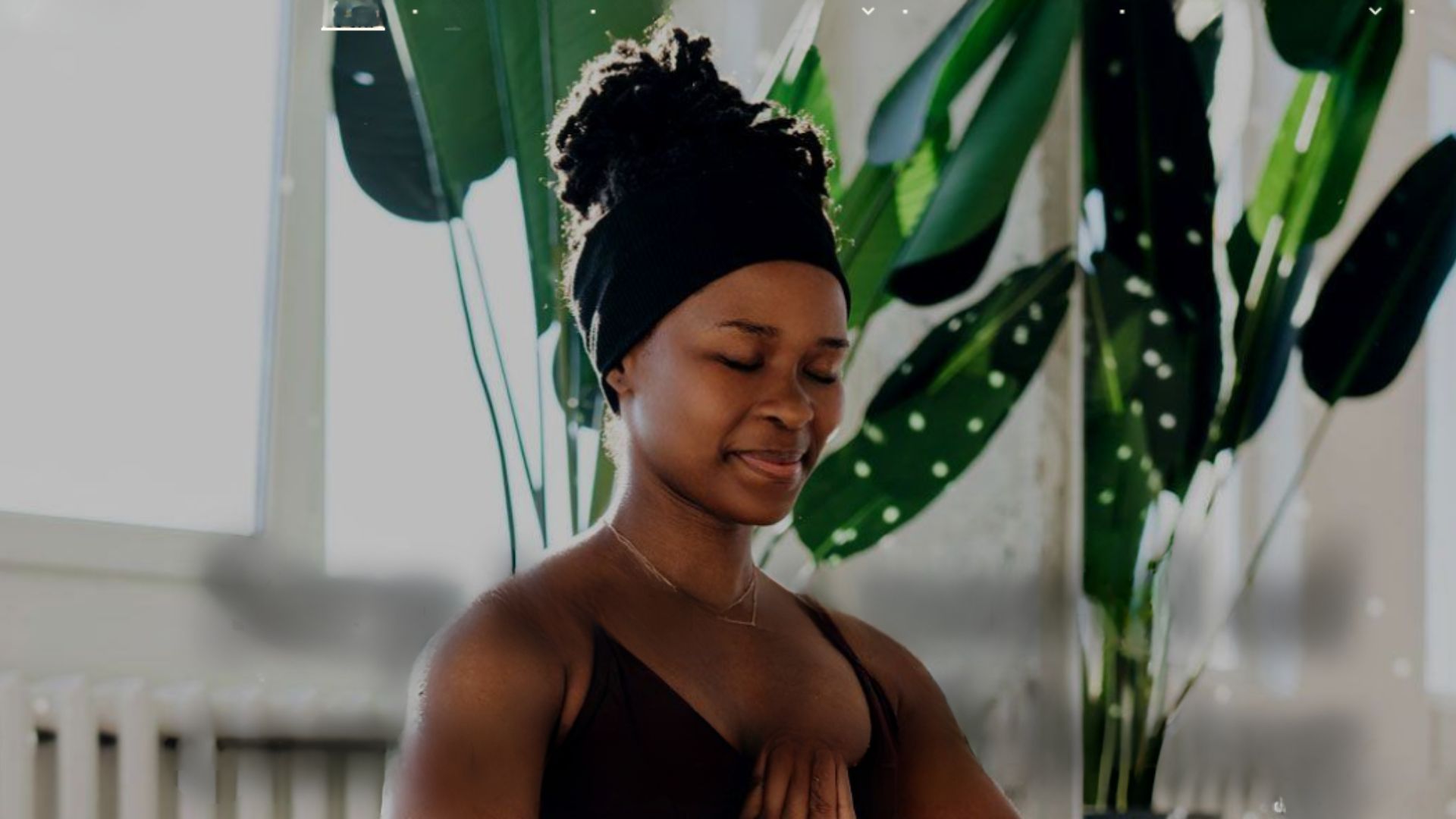 A woman in a yoga pose, with the words