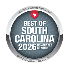 Best of South Carolina 2026 Honorable Mention circular badge with gray and red design
