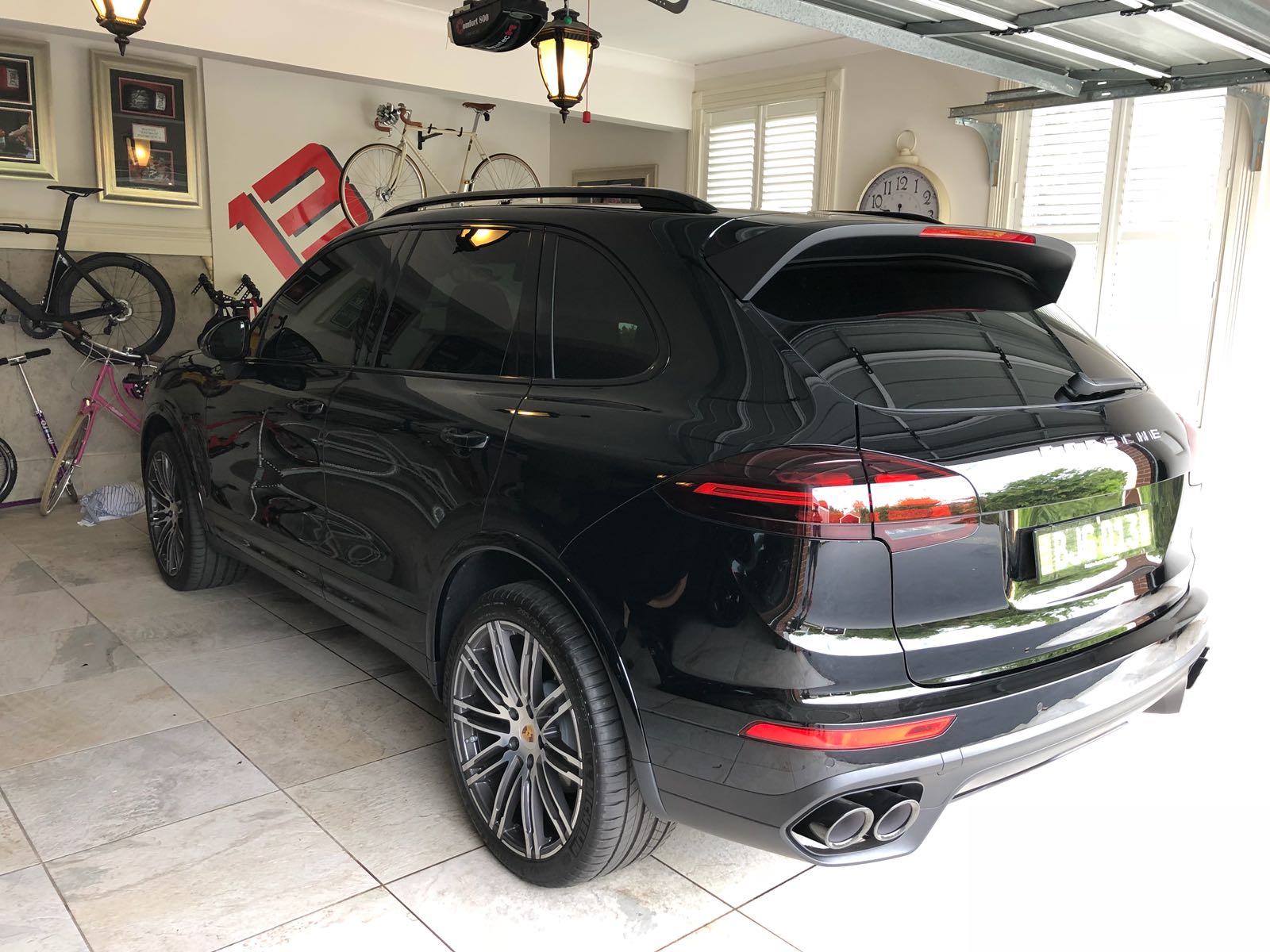 Car tint a black car rear view