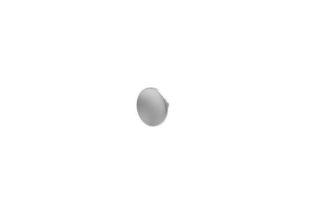 A small gray object is floating in the air on a white background.