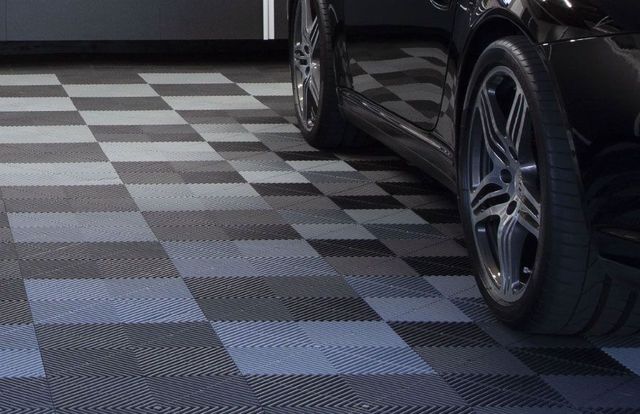 Swisstrax Ribtrax Pro One Car Garage Floor Tile Mat (Jet Black / Racing Red / Pearl Grey)