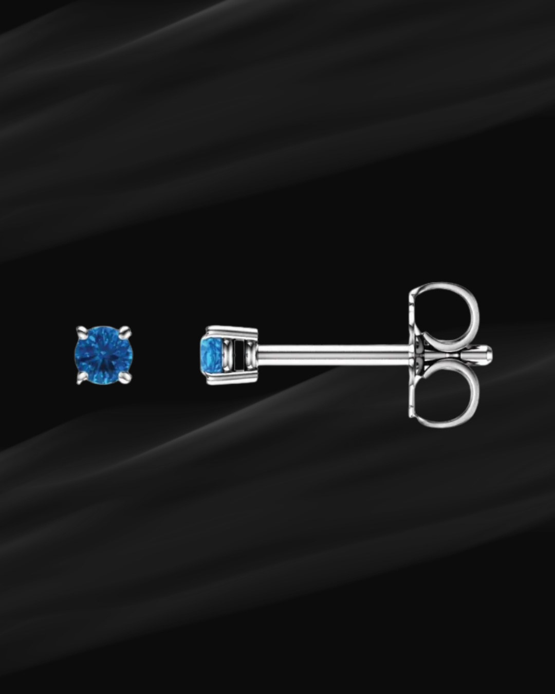 14K White Gold Blue Topaz Stud Earrings