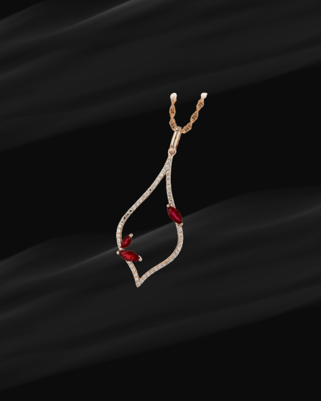 14K Rose Gold Ruby and Diamond Pendant