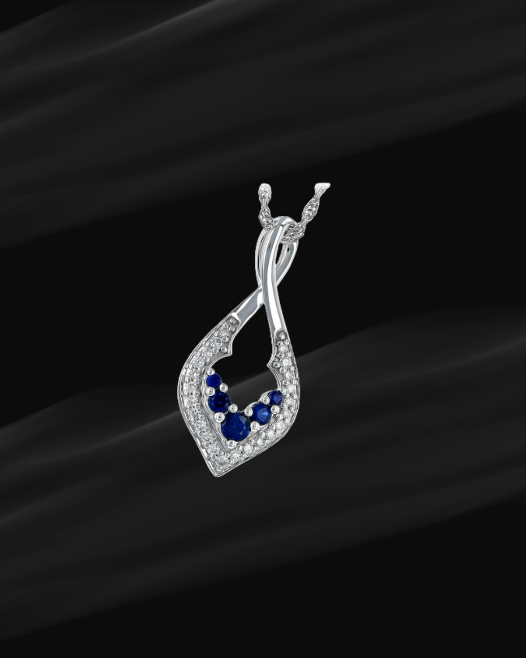 14K White Gold Sapphire & Diamond Pendant
