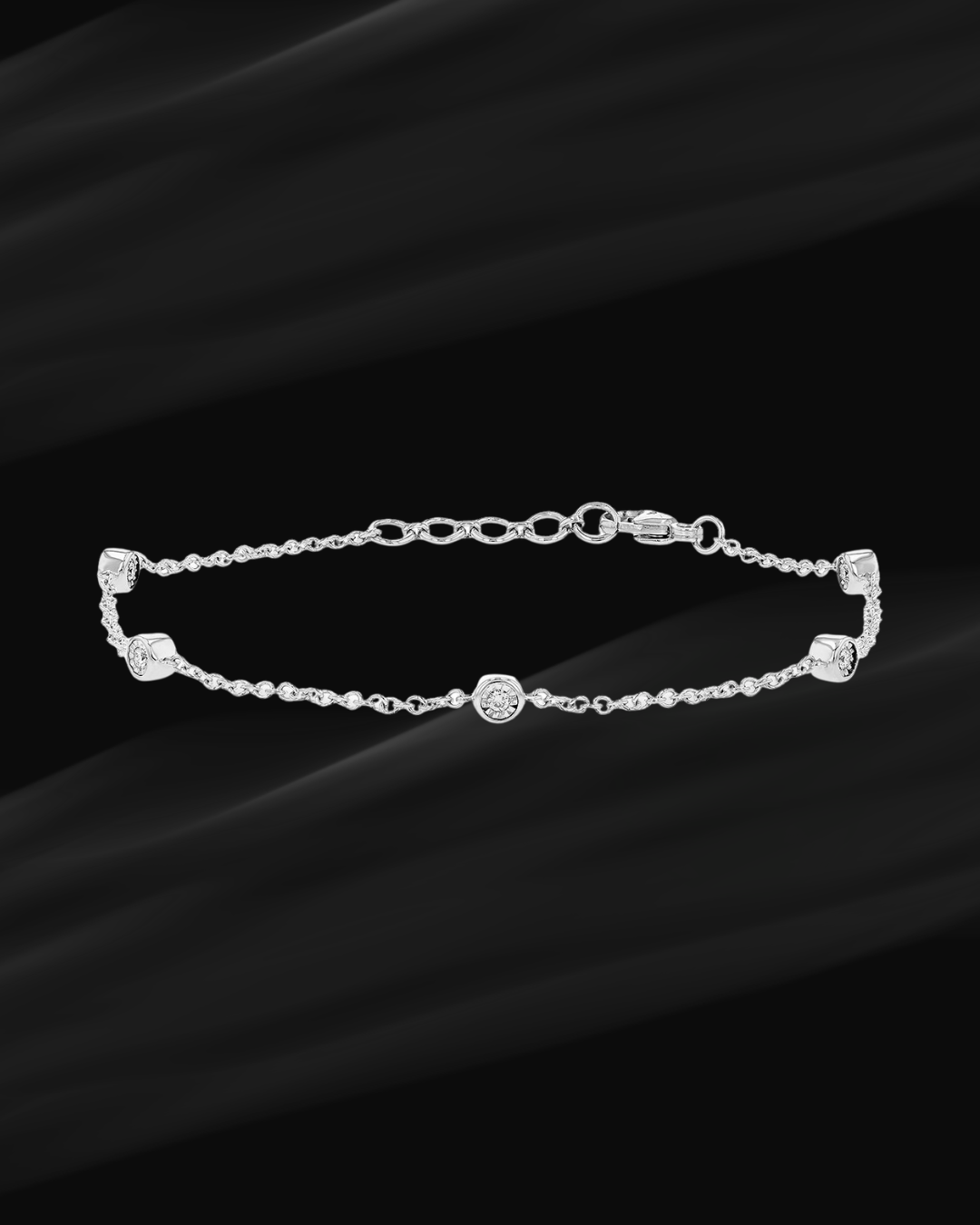 White Gold Diamond Station Bracelet
