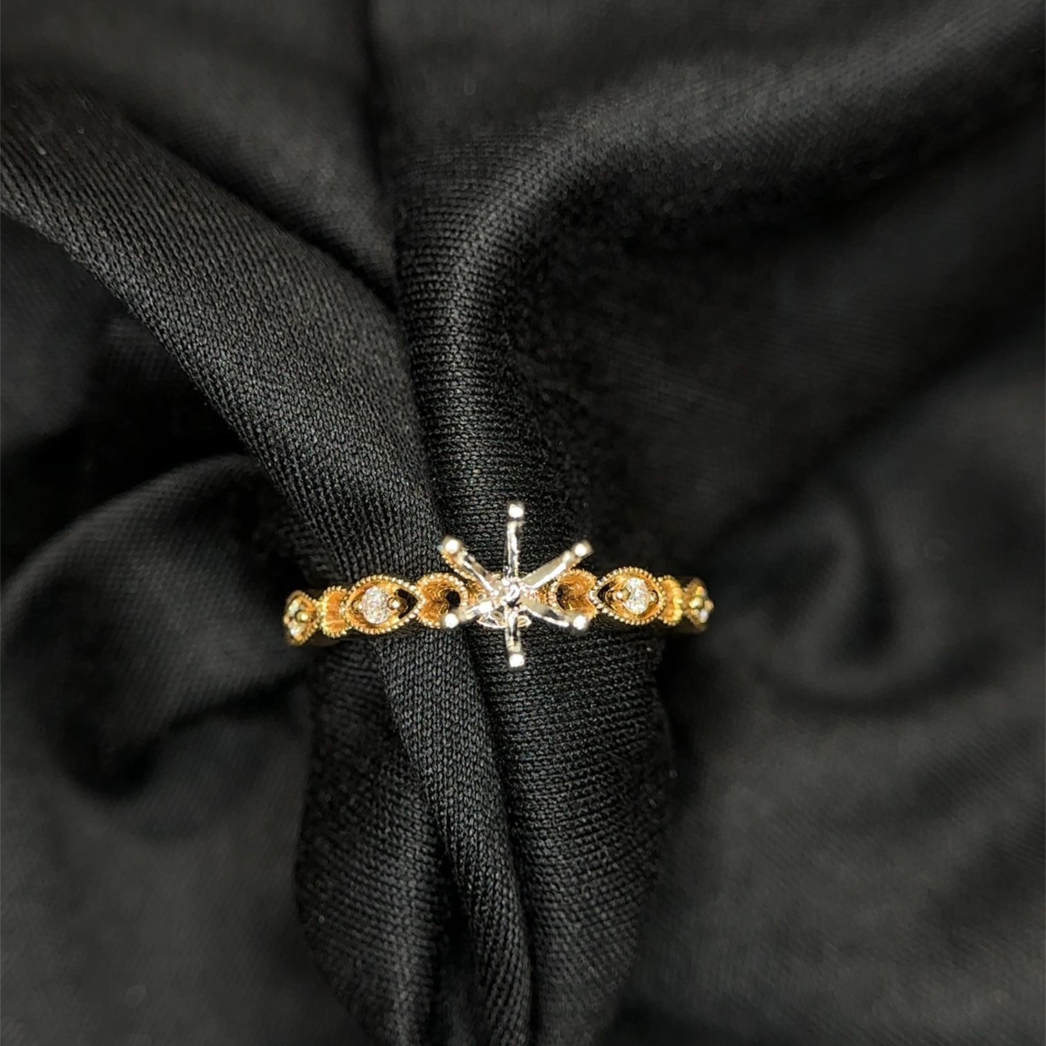 14K Yellow Gold Semi Mount Ring
