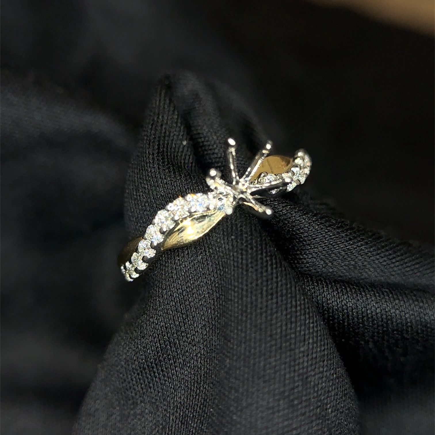 14K Two Tone Diamond Semi Mount Ring