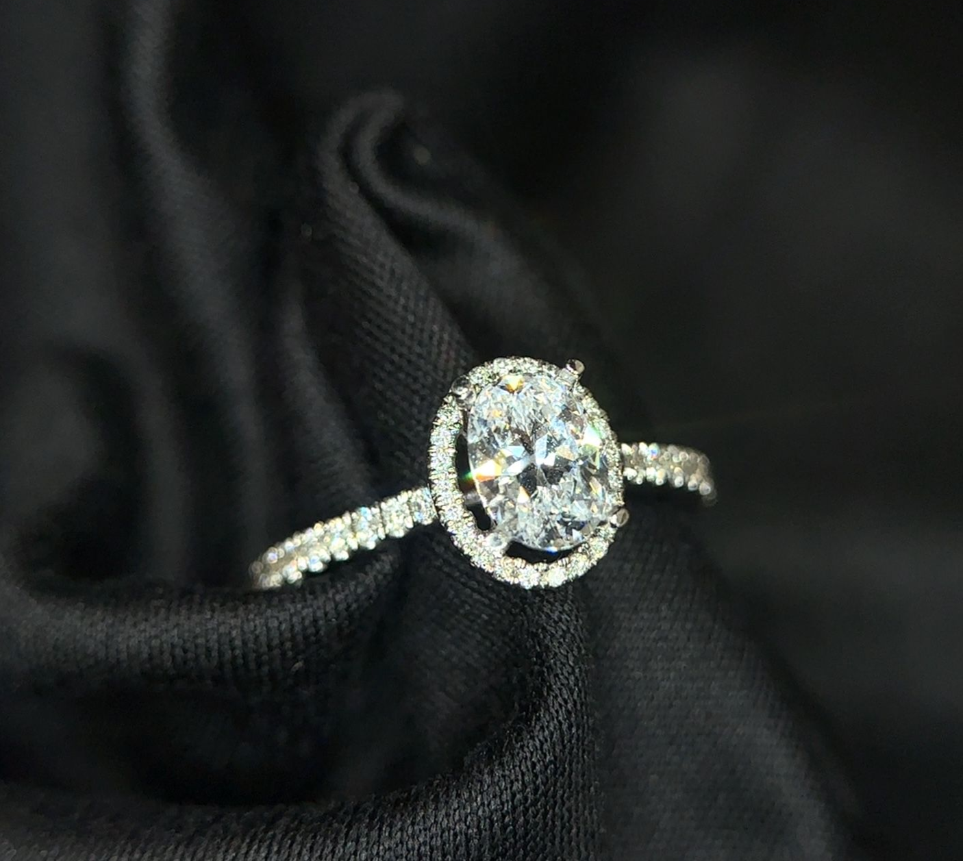 14K White Gold Semi Mount Halo Style Ring