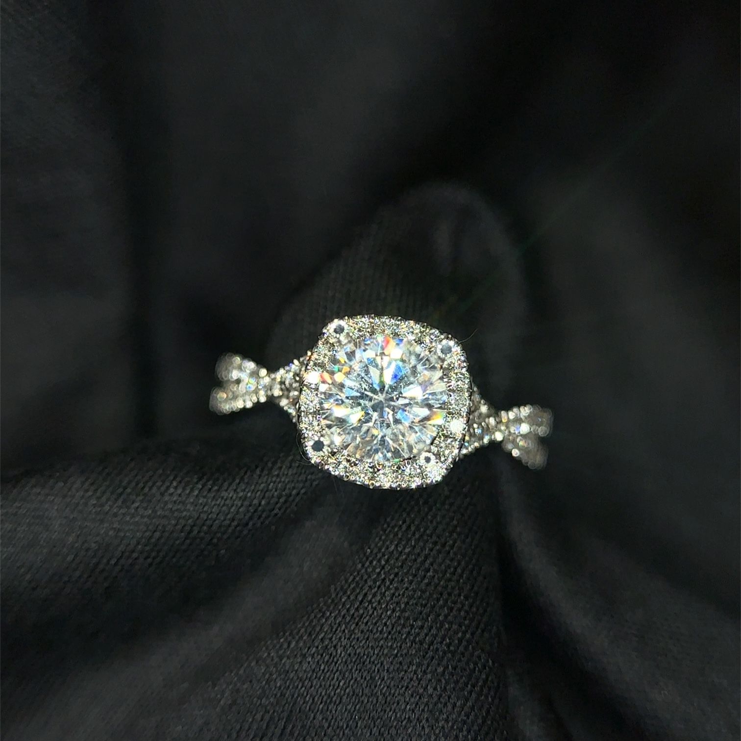 14K White Gold Semi Mount Halo Style Ring with .30CTW