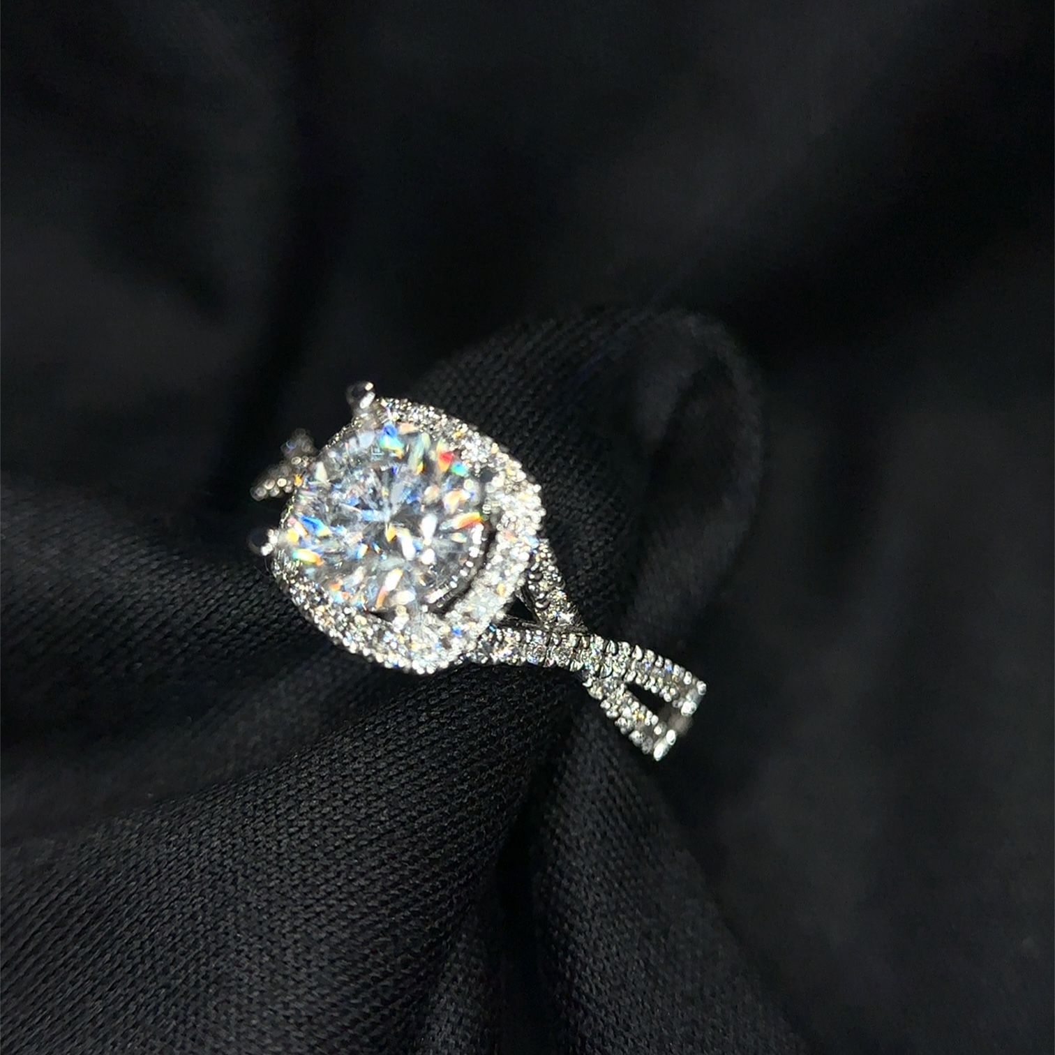 14K White Gold Semi Mount Halo Style Ring with .30CTW