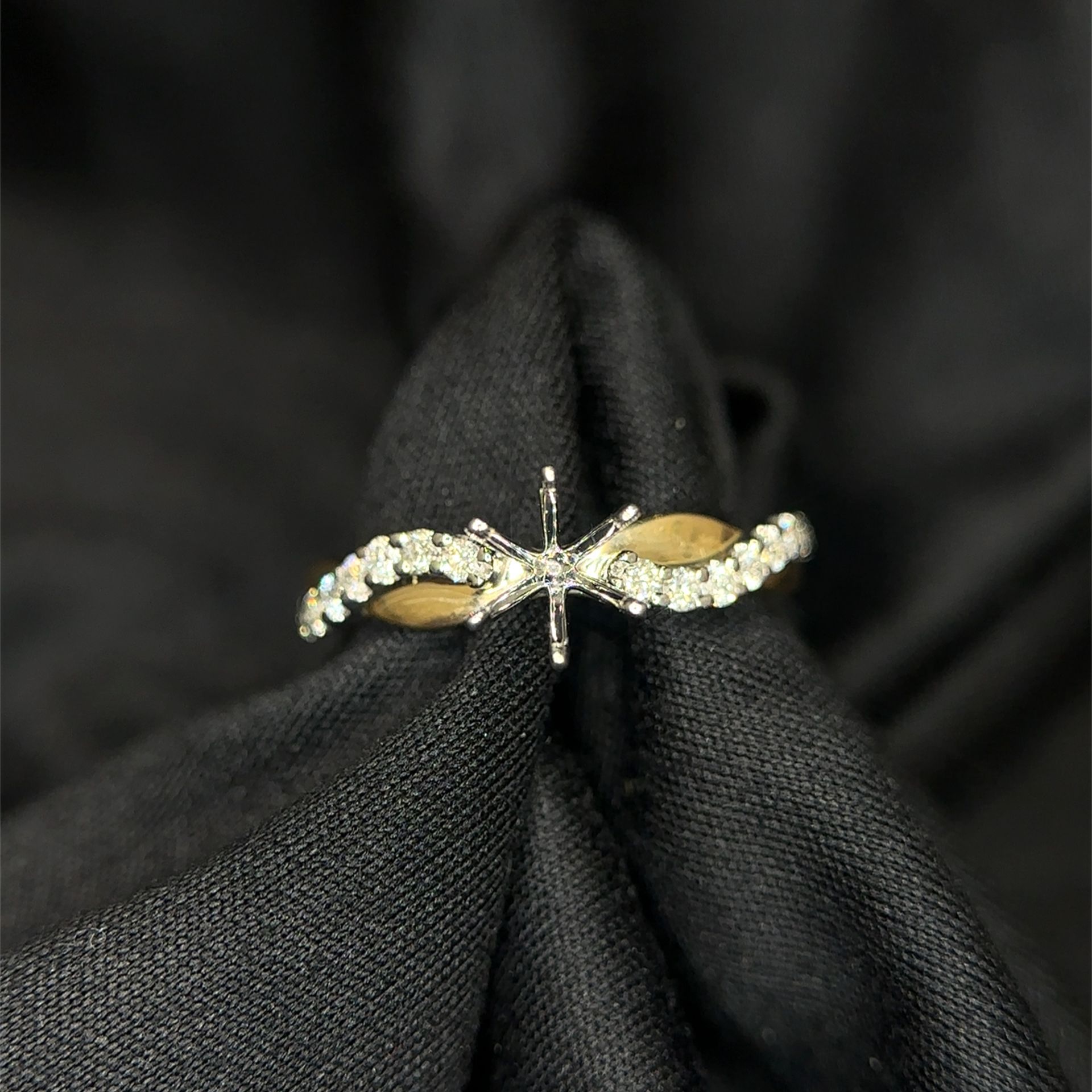 14K Two Tone Diamond Semi Mount Ring