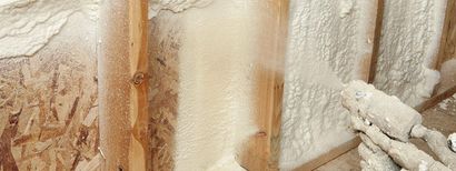 A close up of a wall with spray foam on it.