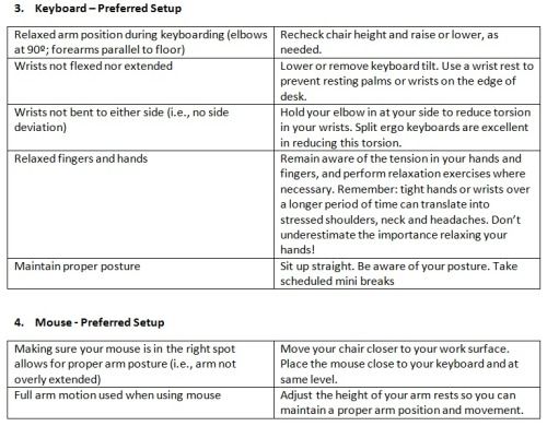 keyboard setup for correct posture