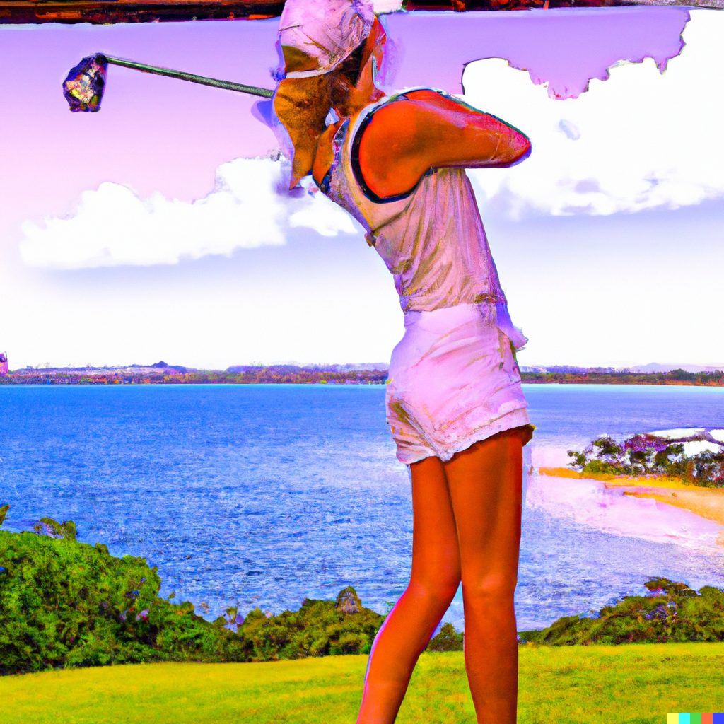 fit girl playing golf