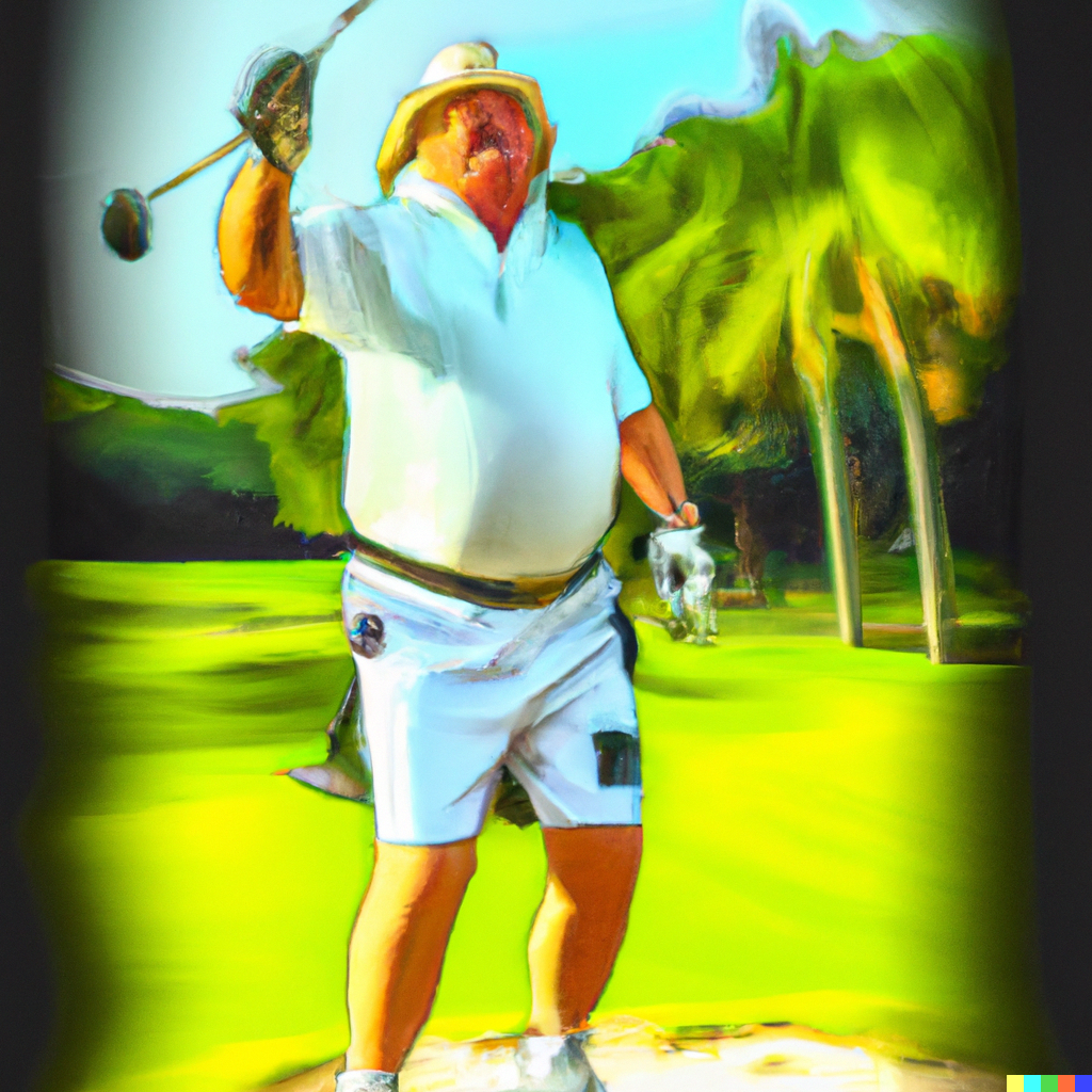 middle aged man playing golf at noosa springs