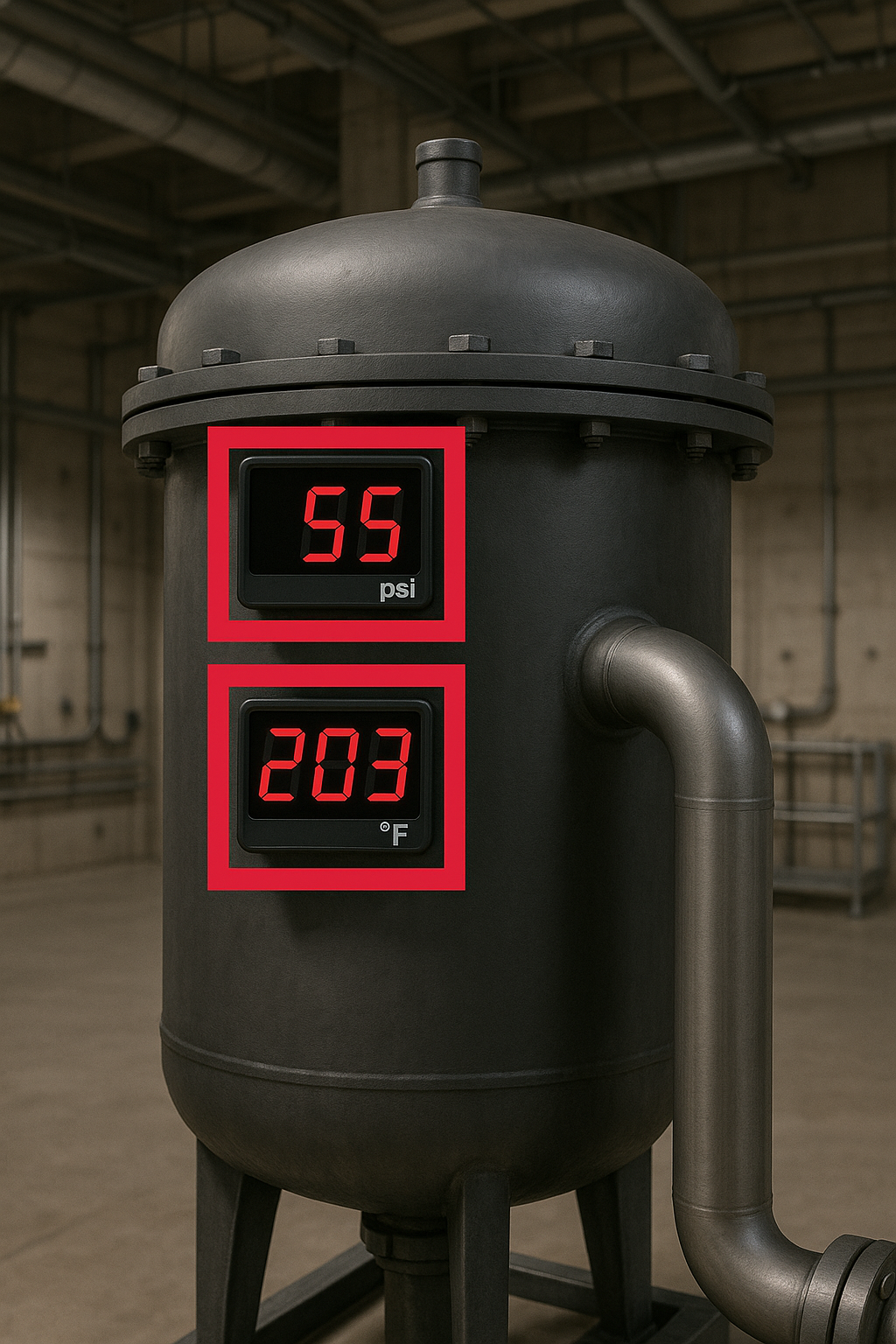 A digital display shows that the pressure is 55 psi