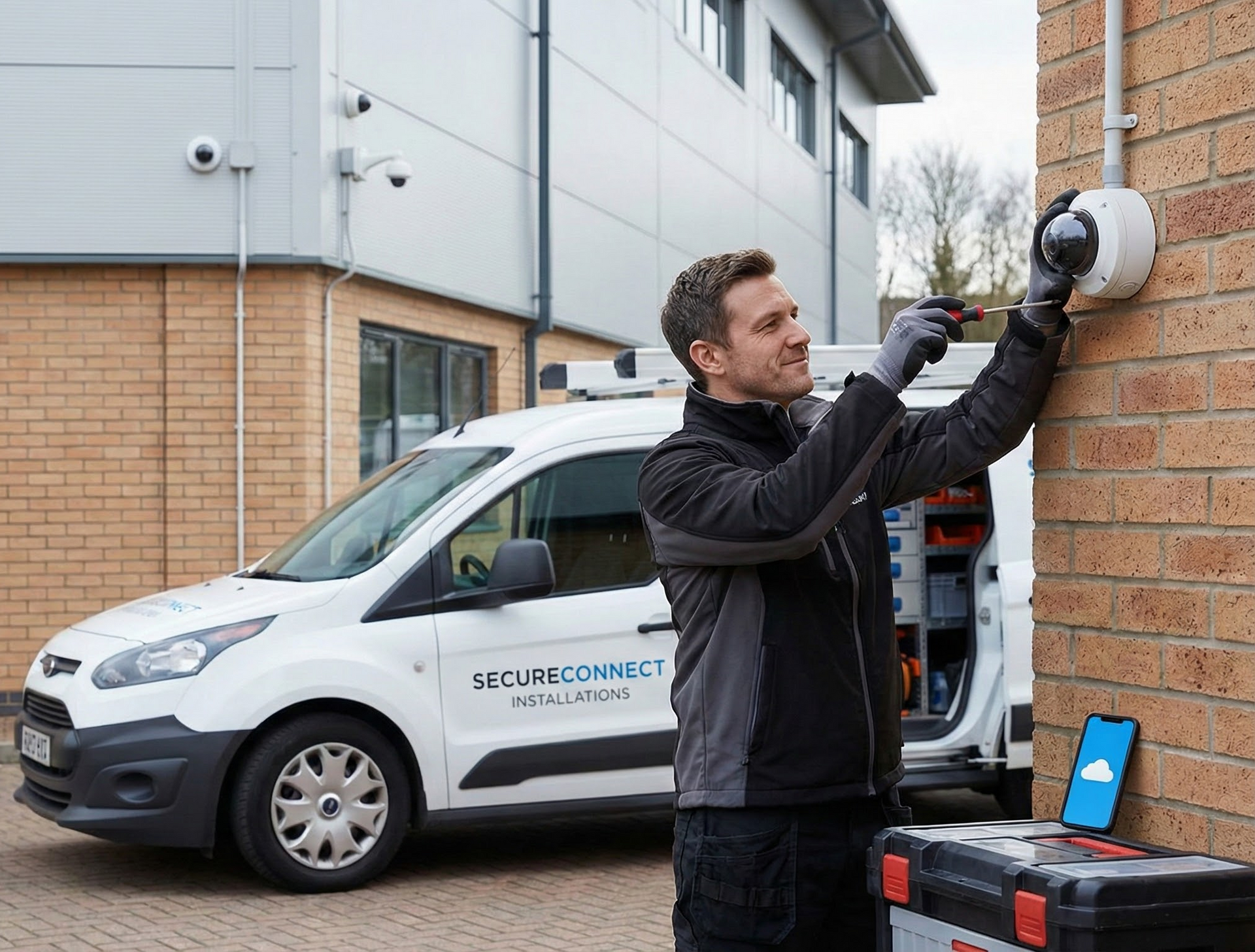 A man wearing a hard hat and safety vest is walking in a warehouse
