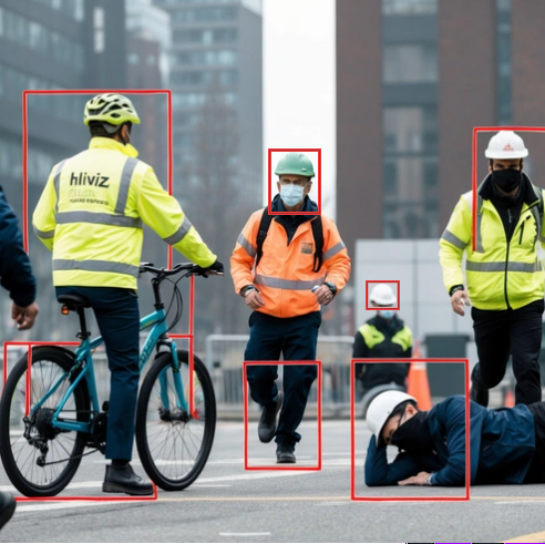 A man wearing a hiviz jacket is riding a bike