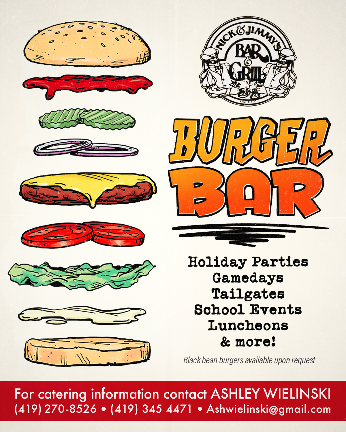 Burger Bar Catering at Nick & Jimmy's - Toledo, Ohio
