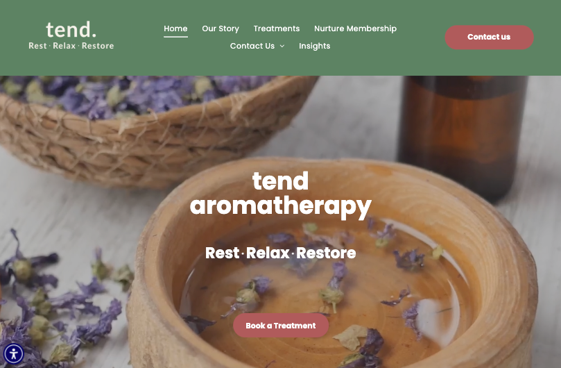 tendwellness website home page aromatherapy 
