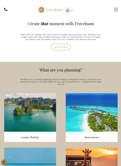 Insurance website with headline 