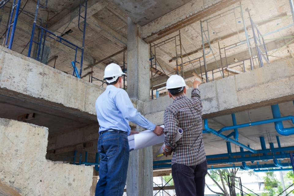 contractor checking the progress