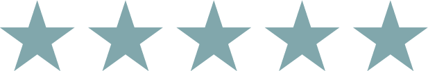 Five teal stars in a row.