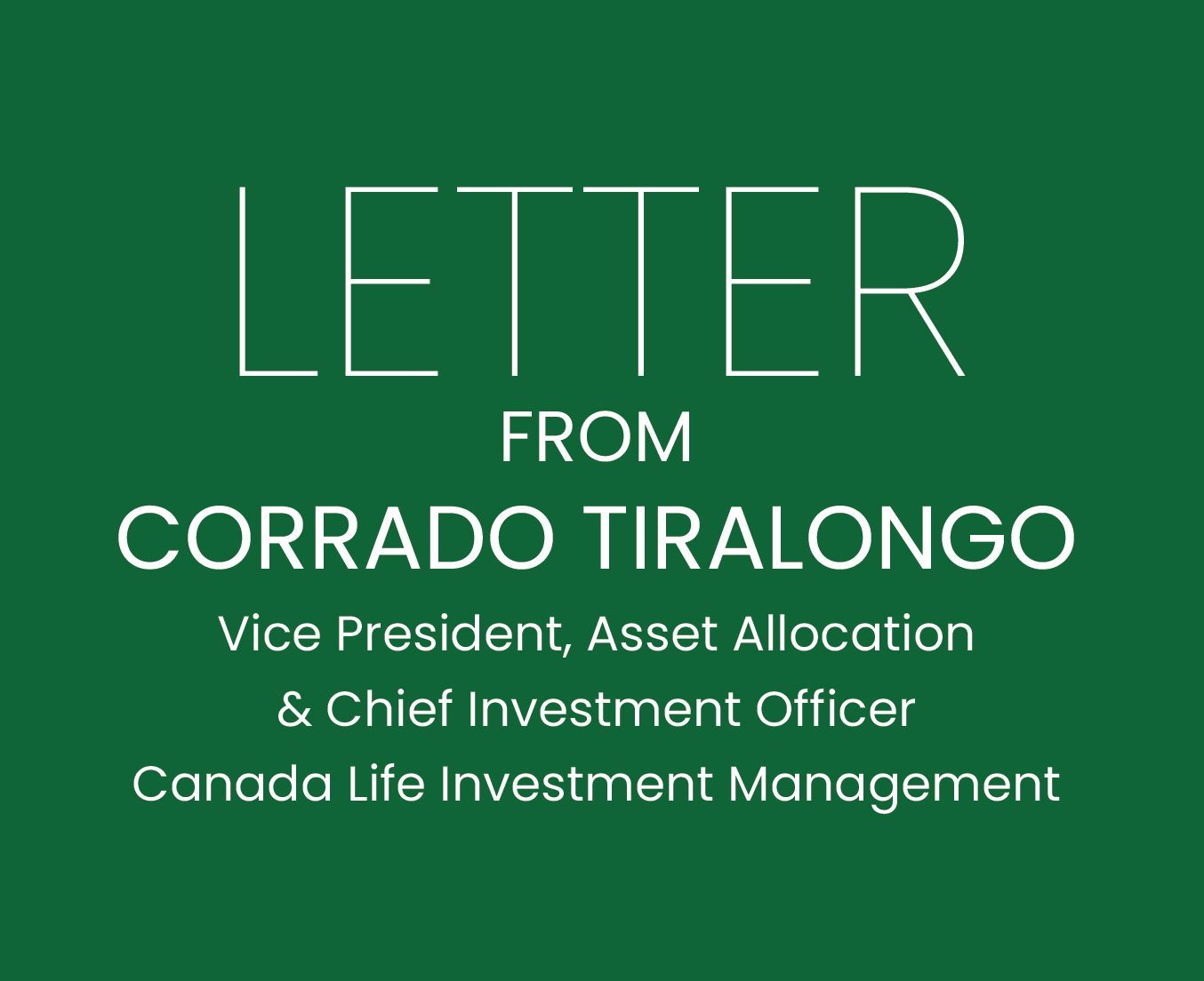 A green sign that says letter from corrado tiralongo