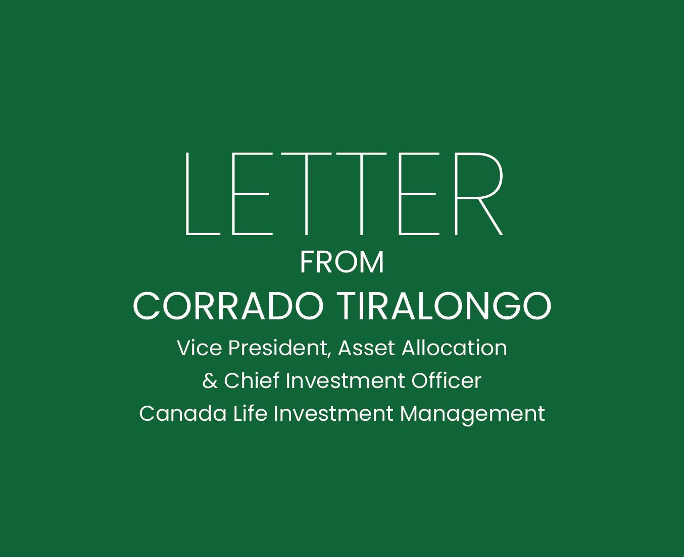 A green sign that says letter from corrado tiralongo