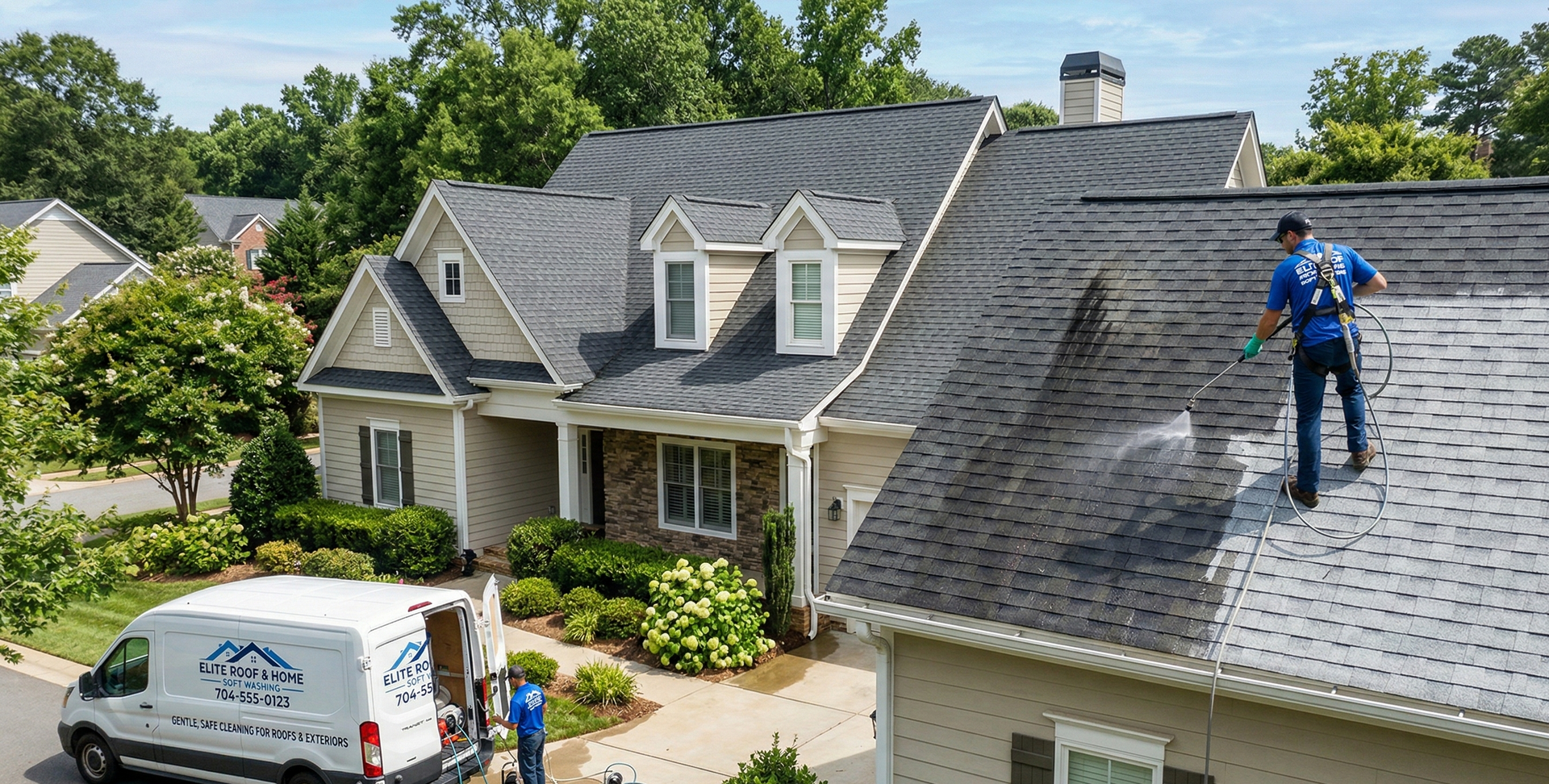 Close-up of exterior building corner with detached vinyl siding. Wood framing visible beneath.