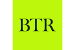 The letters "BTR" in dark green serif font centered on a bright, lime green square background.