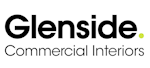 Logo for Glenside Commercial Interiors featuring black text and a small light green dot.