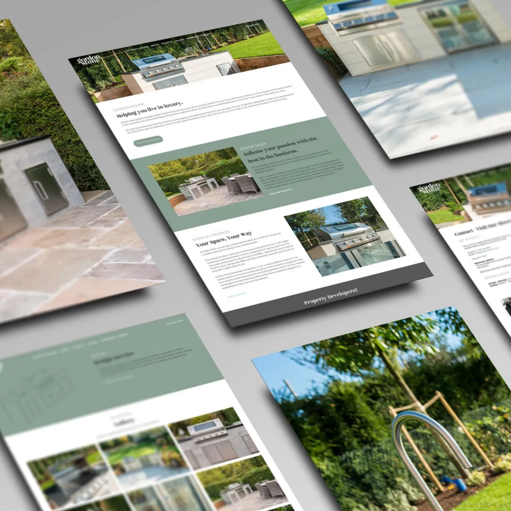 Website mockups for a outdoor kitchen company