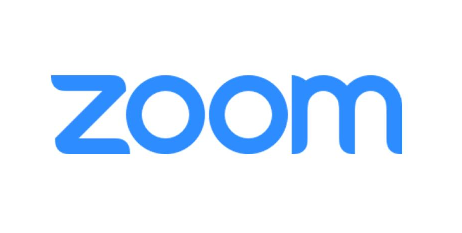 The zoom logo is blue and white on a white background.