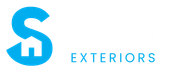 The logo for s exteriors is a blue letter s with a house on it.