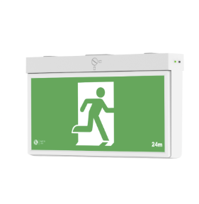 A Emergency Light is Hanging From the Ceiling of a Building — Stewys Electrical and Communications In Casuarina, NSW